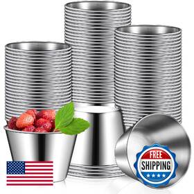 B0bb31rs4r Mimorou 100x 2.5oz Stainless Steel Ramekins Sauce Dipping Cups Condiment Bowls