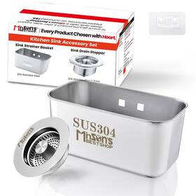 85hook Minsons Bestshop Kitchen Sink Accessory Set 304 Stainless Steel Strainer Basket And 3-in-1