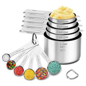 Fs-06 Minteem Measuring Cups And Spoons Multiple Sizes Non Magnetic-round-11pcs