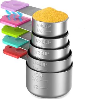 Fs-13-5 Minteem Magnetic Measuring Cups 5 Stainless Steel Nesting Multiple Sizes Silver Fs-13-5 Minteem Magnetic Measuring Cups 5 Stainless Steel Nesting Multiple Sizes Silver