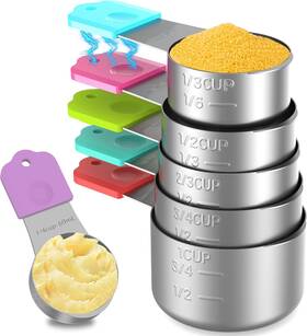 Fs-13-6 Minteem Magnetic Measuring Cups 6 Stainless Steel Nesting Multiple Sizes Silver
