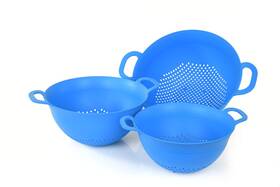 Mintra Office 221236048275 Home Plastic Strainer Colanders Set 3 3.5 And 5 Quart Blue Double Stro