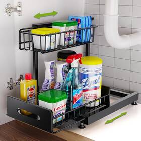 Zwj001 Mlinavn Under Sink Organizer Pull Out Cabinet 2 Tier Slide 1 Pack Black Zwj001 Mlinavn Under Sink Organizer Pull Out Cabinet 2 Tier Slide 1 Pack Black