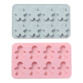 Moldfun 801231998653 2pcs 8-cavity Gingerbread Man Ice Cube Tray Silicone Mold For Diy Chocolate C