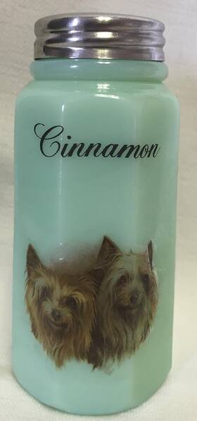 931j Mosser Glass Sugar Shaker - Paneled Rosso Exclusive Jade With Cats Dogs Birds American 931j Mosser Glass Sugar Shaker - Paneled Rosso Exclusive Jade With Cats Dogs Birds American