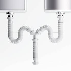 Mucol 761425560325 1 1/2 Inch Or 1/4 Double Bowl Sink Drain Expandable And Flexible All-in-o