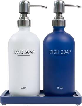 Soap-01 Muieorvue Matt Blue Soap Dispenser Set - Versatile Kitchen And White
