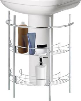 8541991319 Mygift Chrome Plated Metal Under-the-sink Rack Bathroom Quality Large