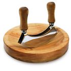 Mzs-20-db White Hat Chef Mezzaluna Knife And Cutting Board Double Blade
