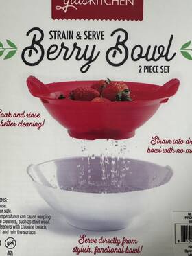 National Imports 850670057695 Strain And Serve Berry Bowl Colander
