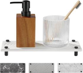 61632 Navaris Instant Dry Sink Organizer - Fast Drying Stone Caddy White