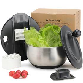 Nav000025yv001c Navaris Salad Spinner With Lid - Stainless Steel Dryer Easy W