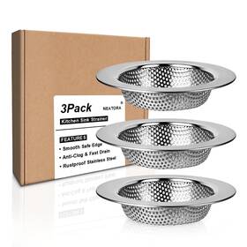 69f1fa0dcea40460931f3b83 Neatora 3 Pcs Kitchen Sink Strainer Double Layer Rolled Edge Drain Basket 304