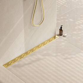 Za3-36-g01-gd Neodrain 36 Inch Brushed Brass Linear Shower Drain Brick Pattern Grate Gold