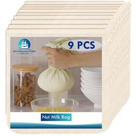 New England Stories 810135280723 9 Pcs Cheese Cloth Bag For Straining 14x14 Inch Nut Milk Bags Fo