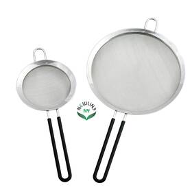 Newline Ny 704131609017 Premium Double Stainless Steel Fine Mesh Strainers With Soft-touch Anti-slip