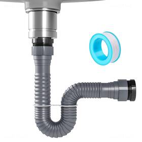 Nihome 810125520075 Expandable P-trap Pipe Kit For Kitchen Sink Drain And Disposal Grey