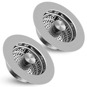 K080-2p Nilehome 2 Pack Kitchen Sink Drain Strainer 3 In 1 Stopper Fits Us Standard 3-1/