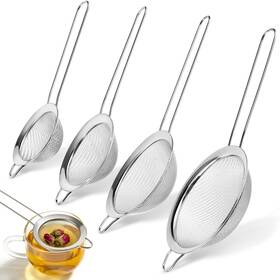 Ninsula 774882662860 4 Piece Fine Mesh Strainer Set Stainless Steel Non Slip Handle