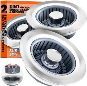 Nipoko 445011837840 Kitchen Sink Drain Strainer And Stopper Upgraded 3 In 1 Stainless Steel Drai