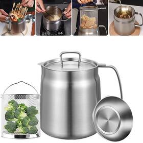 Nizefei 768399452069 68oz/2l 304 Stainless Steel 3-in-1 Multifunctional Oil Strainer Pot Deep Fryi