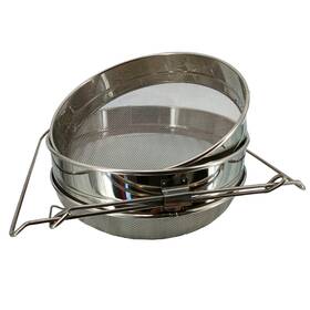 Nizefei 768399454193 Double Sieve Honey Strainer 10.24 X 3.94 Inches Silver White