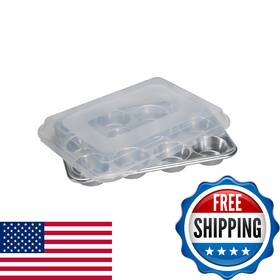 B000bz9rki Nordic Ware Natural Aluminum Commercial Muffin Pan With Lid 12 Cup