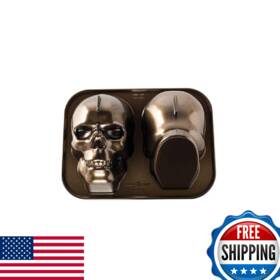 B00mbpodxc Nordic Ware Haunted Skull Bundt Cake Pan - 9 Cup Cast Aluminum Bronze