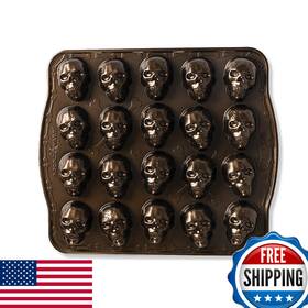 B09d8vy23z Nordic Ware Skull Bite Cakelet Pan - 2.5 Cups Bronze Halloween Baking