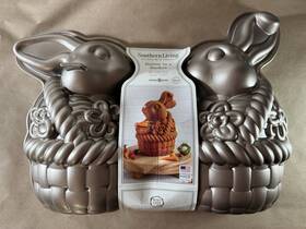 S25seas005 Nordic Ware Bunny In Basket 3d Cake Pan 10-cup Toffee Cast Aluminum New