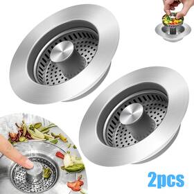 Nsioutlet 738944048535 2pcs 5-in-1 Kitchen Sink Drain Strainer Stopper Pop Up Basket Anti-clog Filter