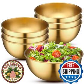 B0dblf2vq3 Nuogo 10-pcs Gold Stainless Steel Mixing Bowls Decorative Esthetician 4.7 Inch