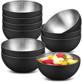 B0fj8s81sn Nuogo 10 Pcs Black Bowls 5.9 Inch Stainless Steel Mixing Decorative Esthet