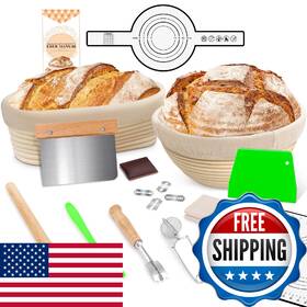 B0fpwnfxy4 Nzqxjxz Large Sourdough Bread Baking Supplies 10 Inch Round &12 Oval Banneton Pro