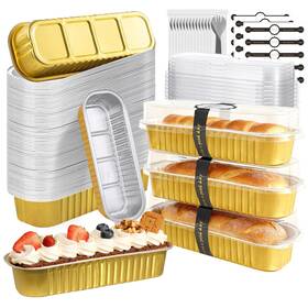 Obxmlfy B0fvxdjmnr Mini Cake Pans With Lids And Spoons 200 Pack Loaf 6