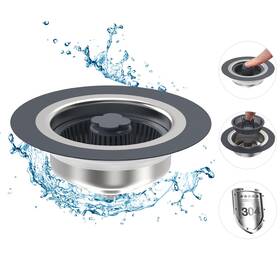 Octonyluck 744675898370 3 In 1 Kitchen Sink Drain Strainer Pop Up Basket With Han