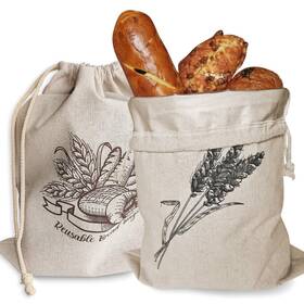 Odujzem Bags/001 2 Pack Of Reusable Bread Bags Natural Linen Bag For Homemade