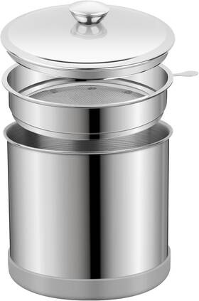 Oh026a Ohtomber 1.2l Bacon Grease Saver Container With Fine Mesh Strainer And Non-slip Oh026a Ohtomber 1.2l Bacon Grease Saver Container With Fine Mesh Strainer And Non-slip