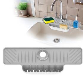 Okeanu 743711479740 Silicone Faucet Handle Drip Catcher Tray Mat With Gray