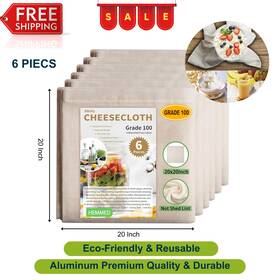 6pcs-20x20 Olicity 018089213716 Cheese Cloths Reusable Grade 100cotton For Straining &cooking Yogurt