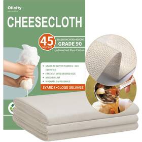 Olicity 701041415951 Cheese Cloths Grade 90 45 Sq Feet Reusable Cloth With Closed Edges Unb