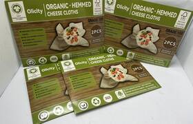X004dkh37r Olicity 8ct Organic Hemmed Cheese Cloths Grade 100 20x20 Beige Cotton Gots