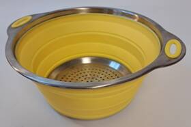 Oneida 076440103380 Stainless Steel Colander Strainer Silicone Collapsible 1 Unit Yellow