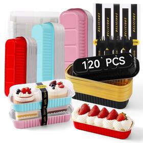 B0f2hl1jt4 Orlashop 120 Mini Loaf Pans With Lids And Spoons Stickers 6.8oz Disposable Aluminu