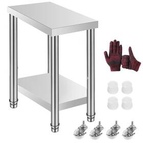Oulisen 748327993840 Stainless Steel Work Table 24x14x31 Inch With 4 Wheels Heavy Duty Food Prep W