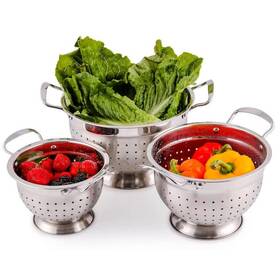 Ovente 814667024626 3-piece Premium Stainless Steel Colander Set 1.5 Qt. 3 Quart And 5qt