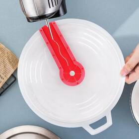 22444473 Ovrilossa 12 Inch Mixing Bowl Splatter Guard Egg Whisk Mixer 13.4x12.2 Clear Red