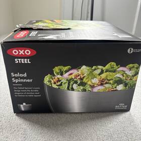 1071497v3uk Oxo Salad Spinner With Stainless Steel Bowl Plastic Colander Quick Spinning