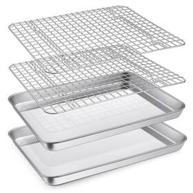B0b5gqhjgr P&p Chef 12.5 Inch Toaster Oven Pan And Rack Set Stainless Steel Baking Tray Cookware