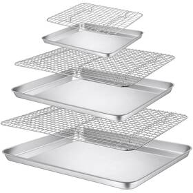 B0cc52q4fv P&p Chef Stainless Steel Baking Sheet And Rack Set - 3 Sizes Cookie Oven Pan